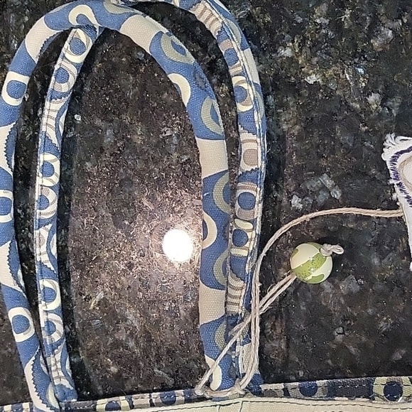 Canvas Blue, Green Tan, Orange Beach Theme Bag Purse Palm Trees, Hibiscus, Surf - Picture 8 of 14